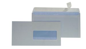 Gallery enveloppes, ft 114 x 229 mm, avec fen&ecirc;tre &agrave; droite et bande adh&eacute;sive, paquet de 50 pi&egrave;ces