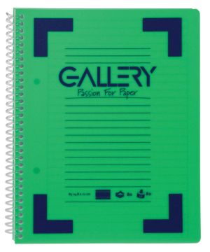 Gallery cahier &agrave; reliure spirale Traditional A5, 2 trous, lign&eacute;, couleurs assorties, 160 pages