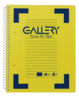 Gallery cahier &agrave; reliure spirale Traditional A5, 2 trous, lign&eacute;, couleurs assorties, 160 pages