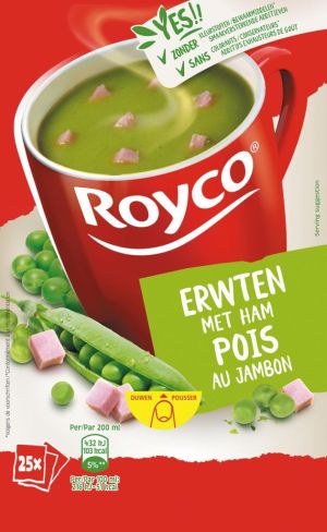 Royco Minute Soup classic erwten met ham, pak van 25 zakjes