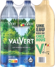 Valvert eau, bouteille de 1,5 litre, paquet de 6 pi&egrave;ces