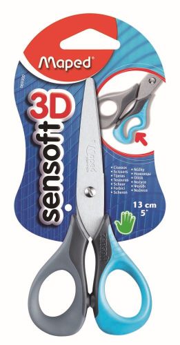 Maped schaar Sensoft, ft 13 cm, rechts, ronde punt, RVS, geassorteerde kleuren, blister van 1 stuk