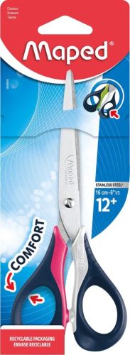 Maped schaar Sensoft, ft 16 cm, rechts, scherpe punt, RVS, geassorteerde kleuren, blister van 1 stuk