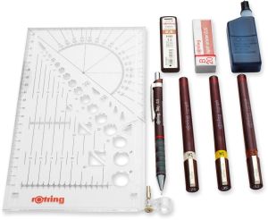 Rotring college set van 9 Isograph 0,25 mm/ 0,35 mm/ 0,5 mm