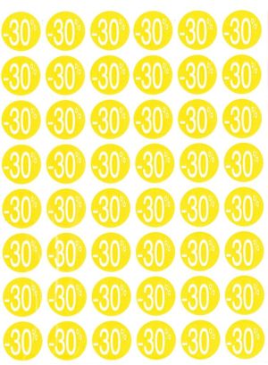 Agipa Kortinglabel -30%, geel, pak van 192 stuks, verwijderbaar