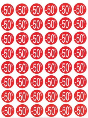 Agipa Kortinglabel -50%, rood, pak van 192 stuks, verwijderbaar