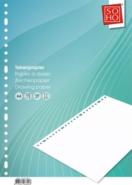 SOHO tekenpapier, A4, 120 g/m&sup2;, 23-gaatsperforatie, 100 vel, blanco