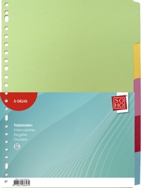 SOHO tabbladen, A4, karton, 23-gaatsperforatie, 5 tabs, geassorteerde kleuren