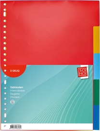 SOHO tabbladen, A4, PP, 23-gaatsperforatie, 5 tabs, geassorteerde kleuren