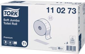 Tork Premium rouleau jumbo papier toilette doux, 2 pli, syst&egrave;me T1, blanc, bo&icirc;te de 6 rouleaux