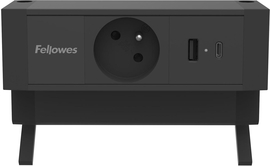 Fellowes contactdoos Power Desk, 1 stopcontact + 1 x USB-A + 1 x USB-C, zwart, voor Belgi&euml;