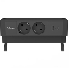 Fellowes contactdoos Power Desk 2, 2 stopcontacten + 1 x USB-A + 1 x USB-C, zwart, voor Nederland