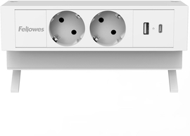 Fellowes contactdoos Power Desk 2, 2 stopcontacten + 1 x USB-A + 1 x USB-C, wit, voor Nederland