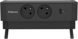 Fellowes contactdoos Power Desk 2, 2 stopcontacten + 1 x USB-A + 1 x USB-C, zwart, voor Belgi&euml;