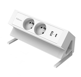 Fellowes contactdoos Power Desk 2, 2 stopcontacten + 1 x USB-A + 1 x USB-C, wit, voor Belgi&euml;