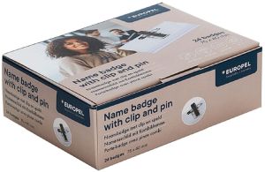 Europel badge met combiklem, ft 75 x 40 mm, 24 stuks