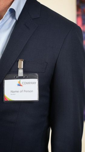 Europel badge met strip + clip, ft 90 x 60 mm