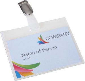 Europel badgehouder met strip en clip, ft 90 x 60 mm, gesloten