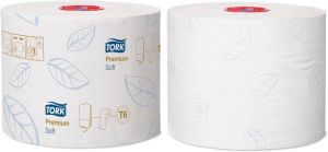 Tork Premium toiletpapier soft, mid-size, 2-laags, systeem T6, wit, pak van 27 rollen