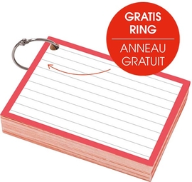 SOHO flashcard, gelijnd, ft A7, rood, pak van 50 vel