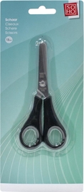 SOHO ciseaux, ft 13 cm, bout rond, inox, noir, blister de 1 pi&egrave;ce