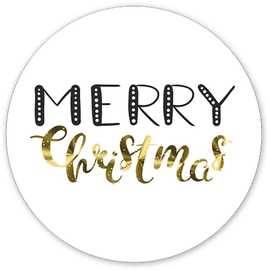 Etiquette imprim&eacute;e en rouleau, 500 pi&egrave;ces, diam&egrave;tre 39 mm, Merry Christmas, or sur blanc