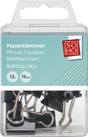 SOHO clip foldback, 19 mm, bo&icirc;te de 12 pi&egrave;ces