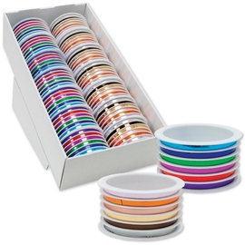Ruban cadeau, 6 x 5 mm x 5 m, metallique, couleurs assorties