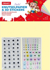 Creakit knutselpapier met 3D stickers, 160 g, 50 vel