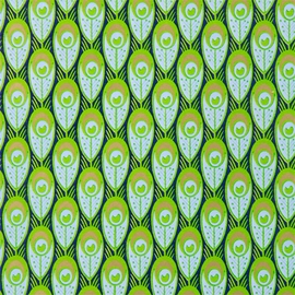 Papier cadeau, 150 m x 30 cm, plume de paon, vert