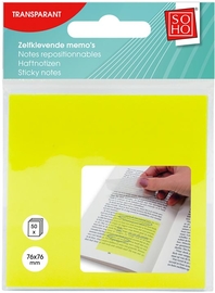 SOHO memoblok, 76 x 76 mm, 50 vel, transparant, geel en wit