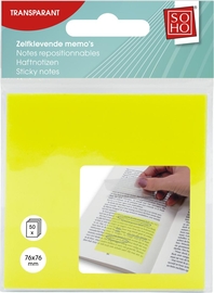 SOHO memoblok, 76 x 76 mm, 50 vel, transparant, geel en wit