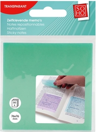 SOHO memoblok, 76 x 76 mm, 50 vel, transparant pastel, geassorteerde kleuren