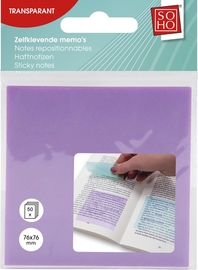 SOHO memoblok, 76 x 76 mm, 50 vel, transparant pastel, geassorteerde kleuren