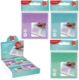SOHO memoblok, 76 x 76 mm, 50 vel, transparant pastel, geassorteerde kleuren
