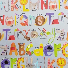 Papier cadeau, 150 m x 30 cm, lettres animales