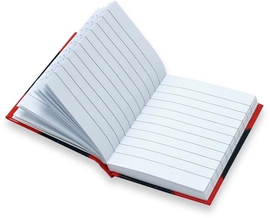 SOHO notitieboek, A7, harde kaft, zwart met rode hoeken