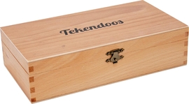 Creakit tekendoos, uit beukenhout, 25 x 13,5 x 6,4 cm, met 3 vakken