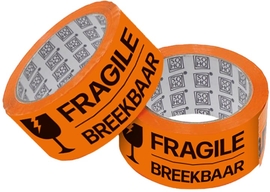 SOHO ruban adh&eacute;sif d'emballage Fragile, 48 mm x 60 m, orange