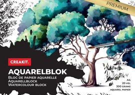 Creakit aquarelpapier, A4, 300 g, blok van 20 vel