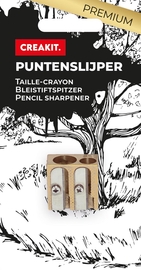 Creakit potloodslijper Premium, 2-gaats, uit metaal, blister van 1 stuk