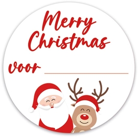 Etiquette imprim&eacute;e en rouleau, 500 pi&egrave;ces, diam&egrave;tre 39 mm, Merry Christmas, rouge blanc