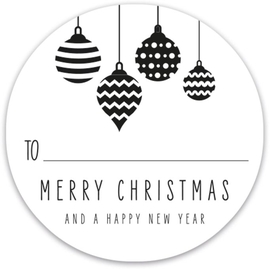 Etiquette imprim&eacute;e en rouleau, 500 pi&egrave;ces, diam&egrave;tre 39 mm, Merry Christmas, noir sur blanc