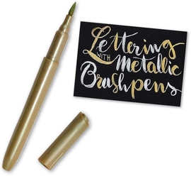 Creakit brushpen metallic, etui van 6 stuks in geassorteerde kleuren