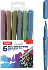 Creakit brushpen metallic, etui van 6 stuks in geassorteerde kleuren
