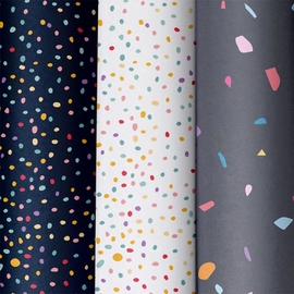 Papier cadeau, 70 cm x 2 m, Confettis et Points