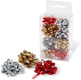 Noeud cadeau, autocollant, 35 mm, bo&icirc;te de 12 pi&egrave;ces assorties, No&euml;l Rouge