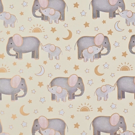 Papier cadeau, 150 m x 30 cm, &eacute;l&eacute;phant et el&eacute;phanteau