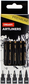 Creakit tekenstift, artliners, zwart, set van 5 stuks