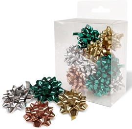 Noeud cadeau, autocollant, 35 mm, bo&icirc;te de 12 pi&egrave;ces en couleurs assorties, Cozy X-mas